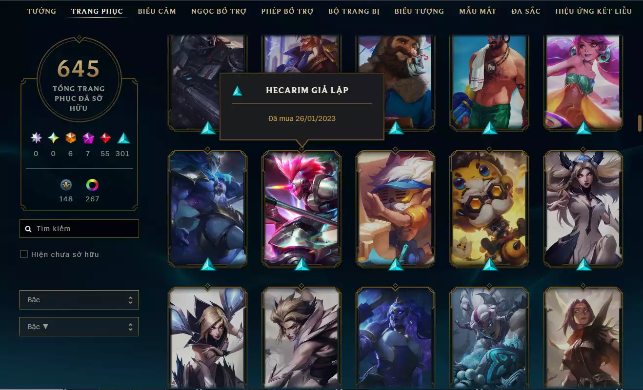 Ảnh LOL ĐẸP Rank Đơn Bạc 2   - Rất Nhiều Khung Đẹp 645 Skin - Lv 627 - Full Tướng - Nhiều Hàng Hiệu Đa Sắc 273 - Còn Đổi Tên TFT - Đủ Chơi Thông Tin Hỗ Trợ Đầy Đủ - Bảo Hành 100%