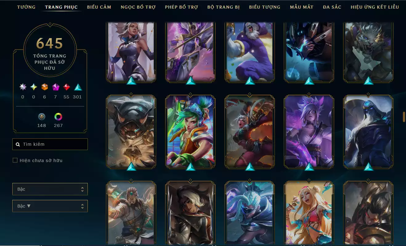 Ảnh LOL ĐẸP Rank Đơn Bạc 2   - Rất Nhiều Khung Đẹp 645 Skin - Lv 627 - Full Tướng - Nhiều Hàng Hiệu Đa Sắc 273 - Còn Đổi Tên TFT - Đủ Chơi Thông Tin Hỗ Trợ Đầy Đủ - Bảo Hành 100%