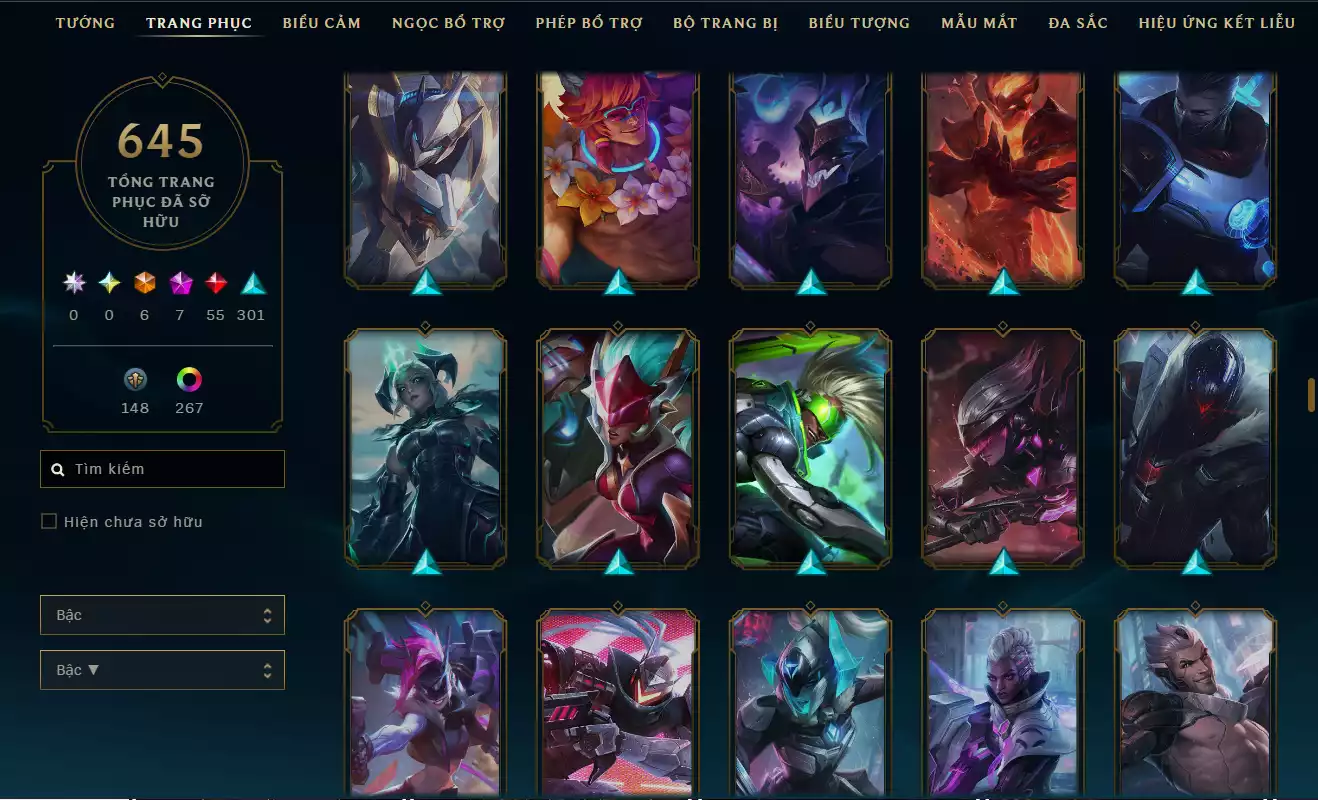 Ảnh LOL ĐẸP Rank Đơn Bạc 2   - Rất Nhiều Khung Đẹp 645 Skin - Lv 627 - Full Tướng - Nhiều Hàng Hiệu Đa Sắc 273 - Còn Đổi Tên TFT - Đủ Chơi Thông Tin Hỗ Trợ Đầy Đủ - Bảo Hành 100%