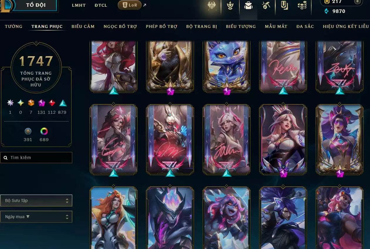 Ảnh LOL TFT VIP  Rank Đơn Bạch Kim - Rất Nhiều Khung Đẹp  1747 Skin - Lv 730 - Full Tướng - Nhiều Hàng Hiệu Đa Sắc 697 - Còn Đổi Tên  TFT - TFT VIP Như Ảnh  Thông Tin Hỗ Trợ Đầy Đủ - Bảo Hành 100%