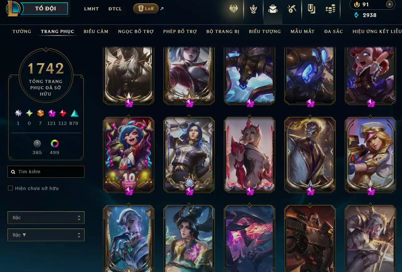 Ảnh LOL TFT VIP  Rank Đơn Bạch Kim - Rất Nhiều Khung Đẹp  1742 Skin - Lv 730 - Full Tướng - Nhiều Hàng Hiệu Đa Sắc 500 - Còn Đổi Tên  TFT - TFT VIP Như Ảnh  Thông Tin Hỗ Trợ Đầy Đủ - Bảo Hành 100%