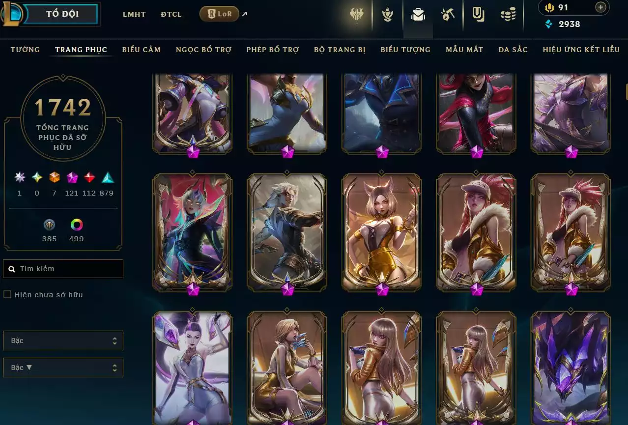Ảnh LOL TFT VIP  Rank Đơn Bạch Kim - Rất Nhiều Khung Đẹp  1742 Skin - Lv 730 - Full Tướng - Nhiều Hàng Hiệu Đa Sắc 500 - Còn Đổi Tên  TFT - TFT VIP Như Ảnh  Thông Tin Hỗ Trợ Đầy Đủ - Bảo Hành 100%