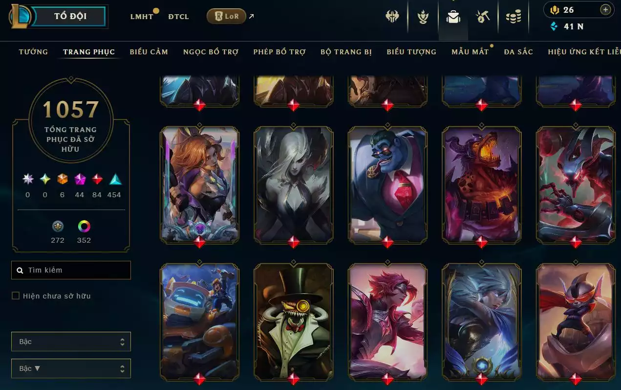 Ảnh LOL ĐẸP Rank Đơn Sắt 1  - Rất Nhiều Khung Đẹp  1057 Skin - Lv 730 - Full Tướng - Nhiều Hàng Hiệu Đa Sắc 400 - Còn Đổi Tên  TFT - Đủ Chơi 3 Pet Tím 1 Sàn Tím  Thông Tin Hỗ Trợ Đầy Đủ - Bảo Hành 100%