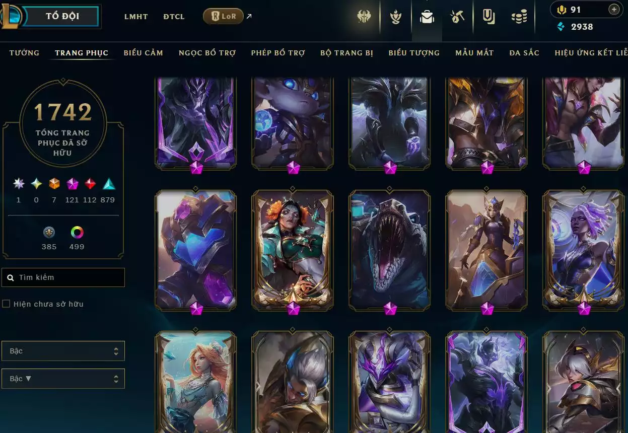 Ảnh LOL TFT VIP  Rank Đơn Bạch Kim - Rất Nhiều Khung Đẹp  1742 Skin - Lv 730 - Full Tướng - Nhiều Hàng Hiệu Đa Sắc 500 - Còn Đổi Tên  TFT - TFT VIP Như Ảnh  Thông Tin Hỗ Trợ Đầy Đủ - Bảo Hành 100%