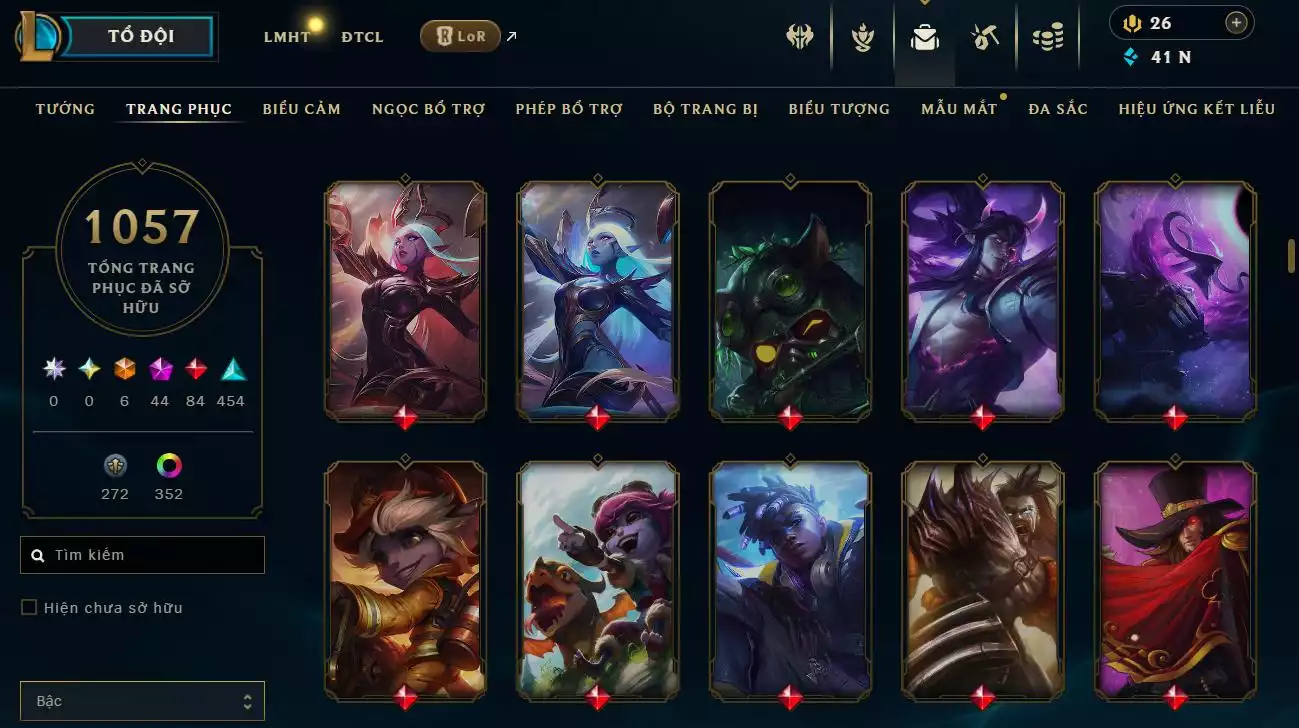 Ảnh LOL ĐẸP Rank Đơn Sắt 1  - Rất Nhiều Khung Đẹp  1057 Skin - Lv 730 - Full Tướng - Nhiều Hàng Hiệu Đa Sắc 400 - Còn Đổi Tên  TFT - Đủ Chơi 3 Pet Tím 1 Sàn Tím  Thông Tin Hỗ Trợ Đầy Đủ - Bảo Hành 100%