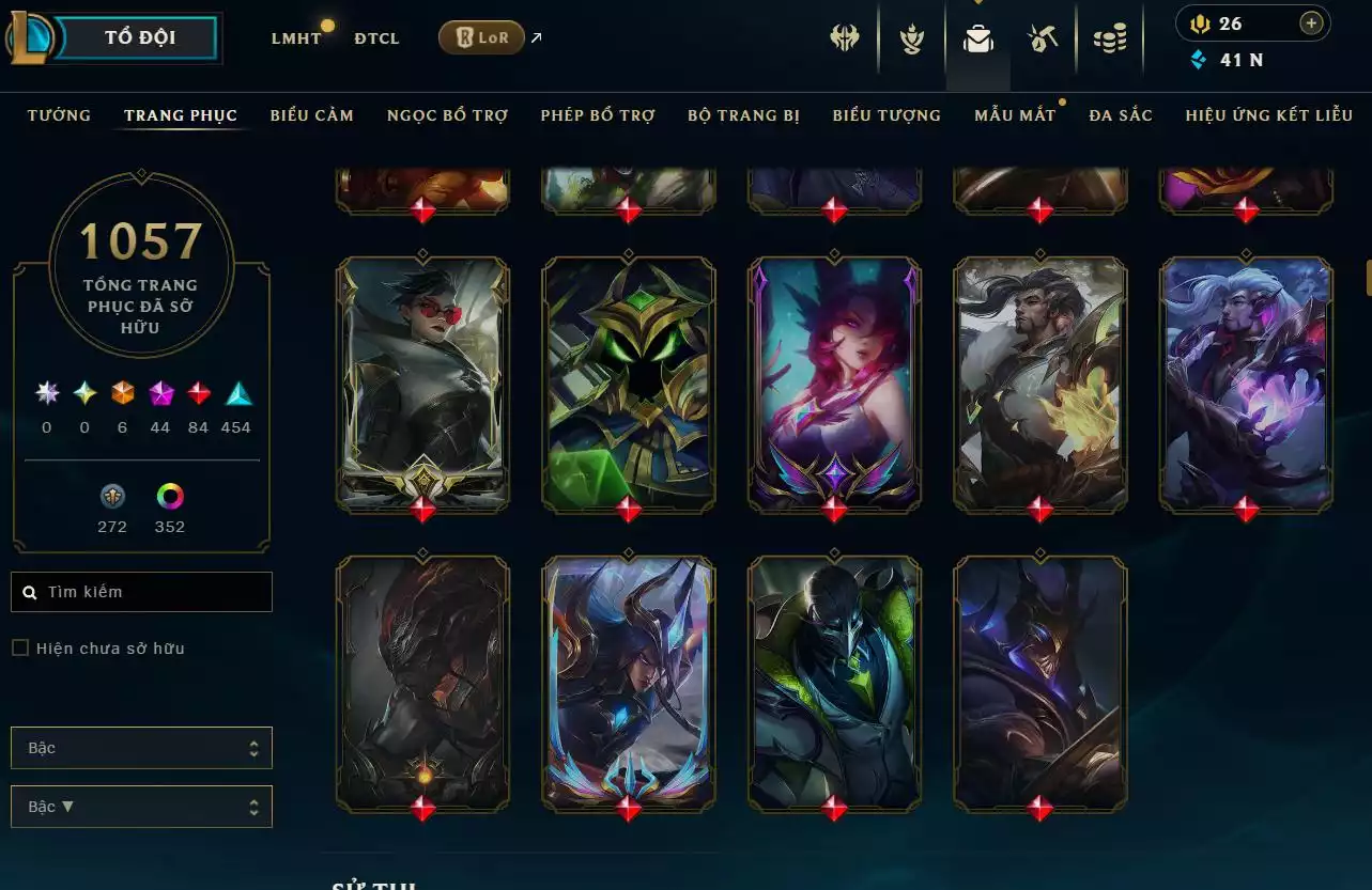 Ảnh LOL ĐẸP Rank Đơn Sắt 1  - Rất Nhiều Khung Đẹp  1057 Skin - Lv 730 - Full Tướng - Nhiều Hàng Hiệu Đa Sắc 400 - Còn Đổi Tên  TFT - Đủ Chơi 3 Pet Tím 1 Sàn Tím  Thông Tin Hỗ Trợ Đầy Đủ - Bảo Hành 100%