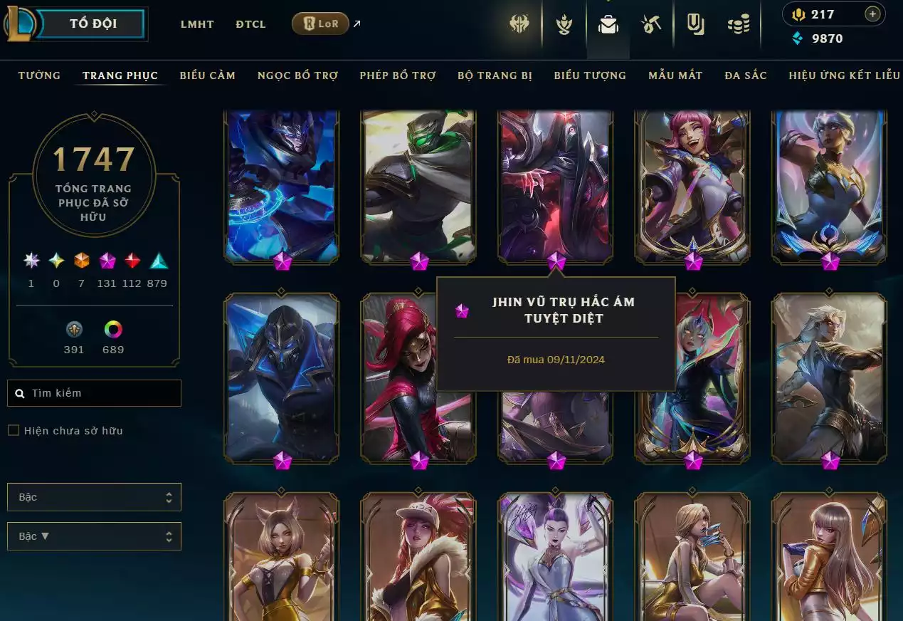 Ảnh LOL TFT VIP  Rank Đơn Bạch Kim - Rất Nhiều Khung Đẹp  1747 Skin - Lv 730 - Full Tướng - Nhiều Hàng Hiệu Đa Sắc 697 - Còn Đổi Tên  TFT - TFT VIP Như Ảnh  Thông Tin Hỗ Trợ Đầy Đủ - Bảo Hành 100%