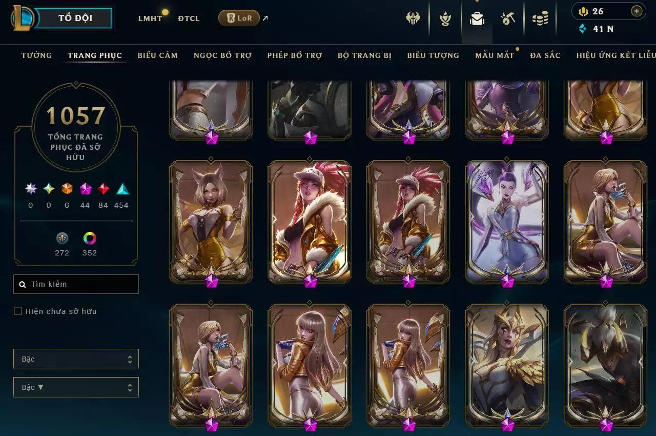 Ảnh LOL ĐẸP Rank Đơn Sắt 1  - Rất Nhiều Khung Đẹp  1057 Skin - Lv 730 - Full Tướng - Nhiều Hàng Hiệu Đa Sắc 400 - Còn Đổi Tên  TFT - Đủ Chơi 3 Pet Tím 1 Sàn Tím  Thông Tin Hỗ Trợ Đầy Đủ - Bảo Hành 100%