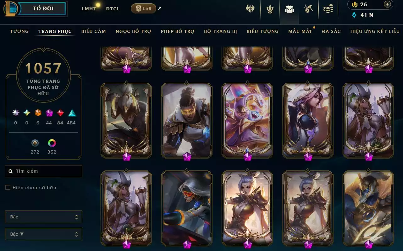Ảnh LOL ĐẸP Rank Đơn Sắt 1  - Rất Nhiều Khung Đẹp  1057 Skin - Lv 730 - Full Tướng - Nhiều Hàng Hiệu Đa Sắc 400 - Còn Đổi Tên  TFT - Đủ Chơi 3 Pet Tím 1 Sàn Tím  Thông Tin Hỗ Trợ Đầy Đủ - Bảo Hành 100%