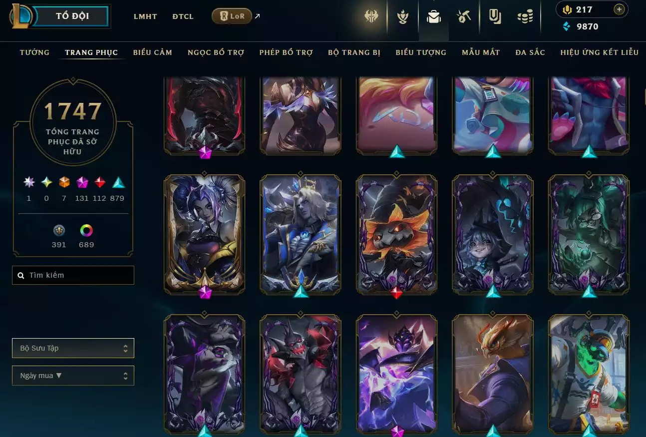 Ảnh LOL TFT VIP  Rank Đơn Bạch Kim - Rất Nhiều Khung Đẹp  1747 Skin - Lv 730 - Full Tướng - Nhiều Hàng Hiệu Đa Sắc 697 - Còn Đổi Tên  TFT - TFT VIP Như Ảnh  Thông Tin Hỗ Trợ Đầy Đủ - Bảo Hành 100%