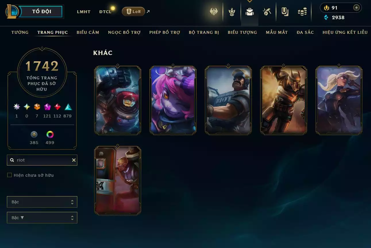 Ảnh LOL TFT VIP  Rank Đơn Bạch Kim - Rất Nhiều Khung Đẹp  1742 Skin - Lv 730 - Full Tướng - Nhiều Hàng Hiệu Đa Sắc 500 - Còn Đổi Tên  TFT - TFT VIP Như Ảnh  Thông Tin Hỗ Trợ Đầy Đủ - Bảo Hành 100%