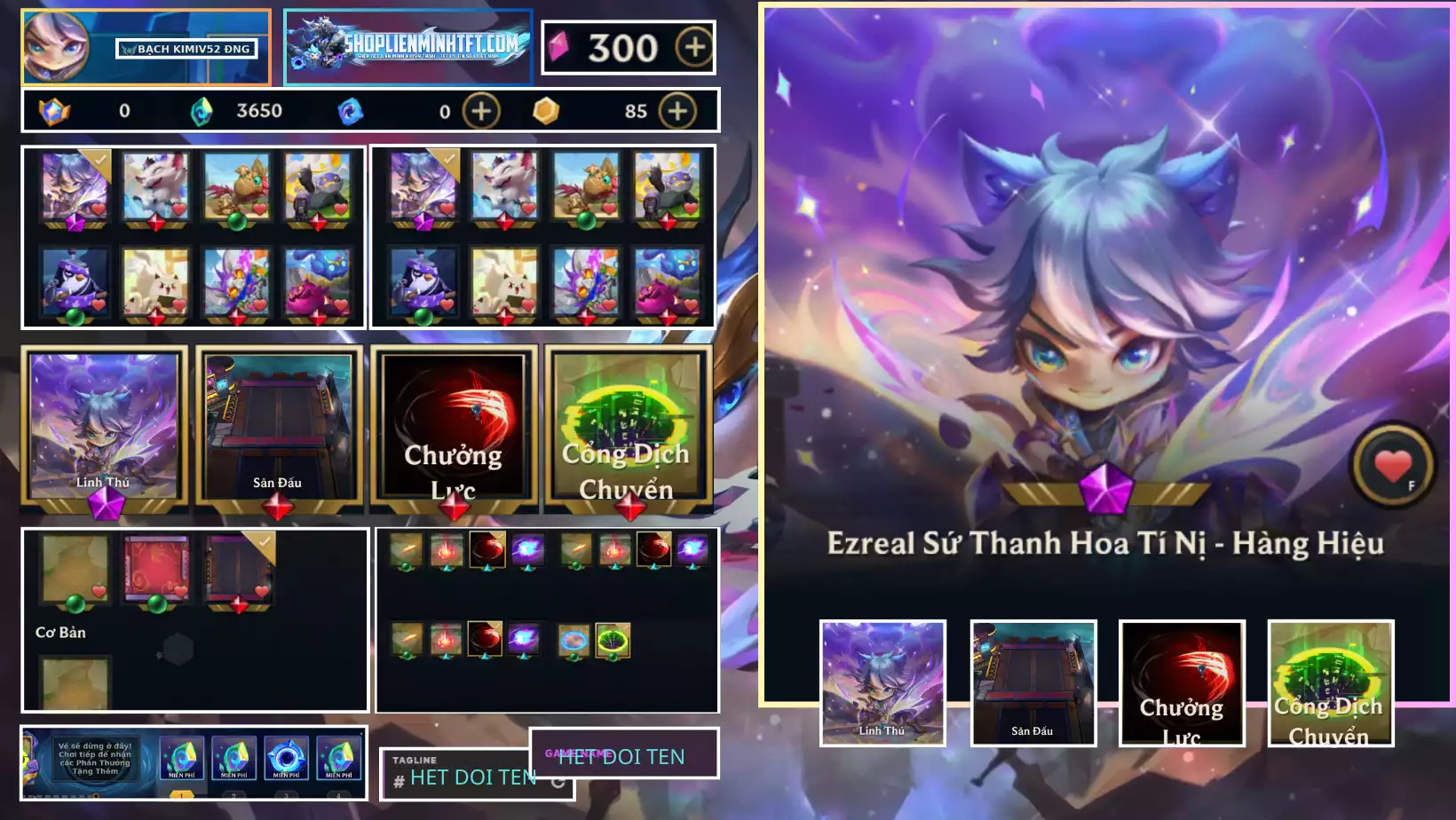 Ezreal Sứ Thanh Hoa Hàng Hiệu Tí Nị - Sàn Đỏ Chưởng Lực Đầy Đủ - Rank Bạch Kim