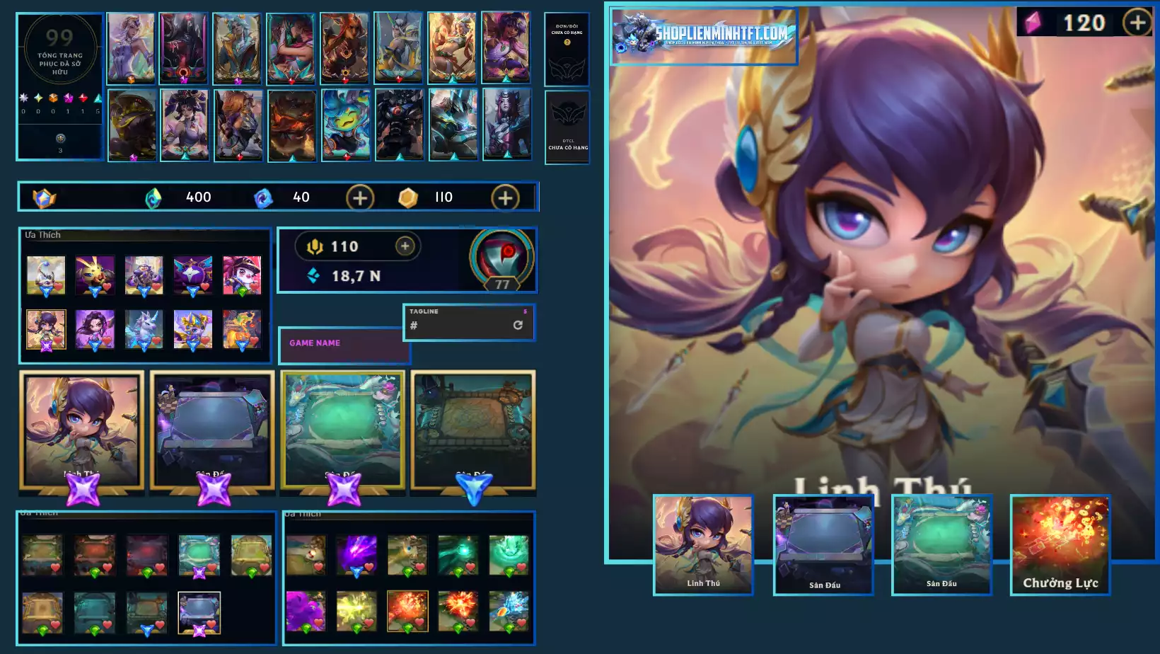 IRELIA THÁNH KIẾM TÍ NỊ + KAI&#039;SA TÍ NỊ  SÀN THÁNH ĐỊA THẦN LONG + SÀN K/DA ĐTCL / 5VS5 UNL RANK KÈM 82 PET + 1 SÂN ĐỎ CHƯỞNG LỰC ĐỦ CHƠI 99 SKIN FULL TƯỚNG CẤP 77