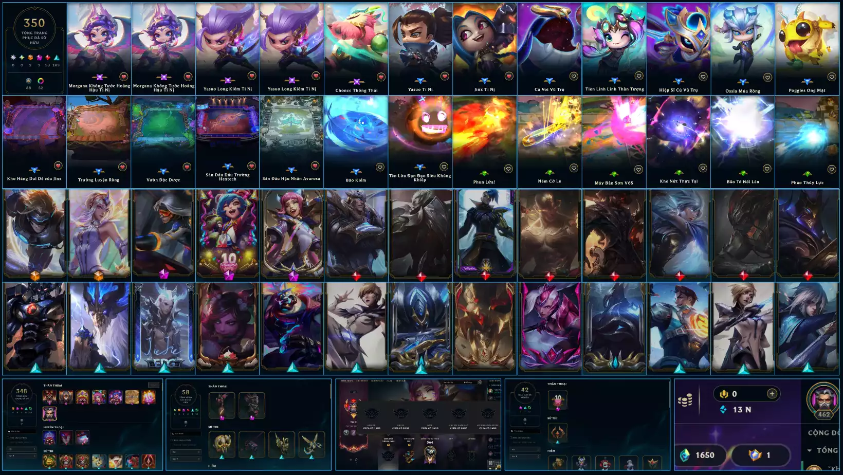 YASUO LONG KIẾM  - MORGANA KHỔNG TƯỚC HOÀNG HẬU CHONCC THÔNG THÁI  2 TÍ NỊ THƯỜNG + 5 SÂN ĐỎ CHƯỞNG LỰC ĐẸP ĐỦ SÀI  ACC 350 SKIN 1 HH 8 KHUNG 58 ĐA SẮC ( ĐA SẮC PANTHEON TRO TÀN - PYKE TRO TÀN ) ĐTCL - 5VS5 UNLRANK  LV 461 FULL TƯỚNG