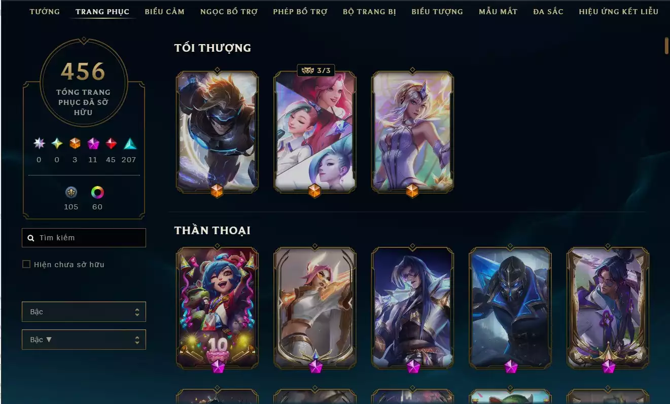 🎮 TÀI KHOẢN LOL + TFT GIÁ RẺ - FULL SKIN VIP 🎮 🔥 456 SKIN - NHIỀU SKIN HÀNG HIỆU - ĐÃ CÓ KHUNG! 🔥