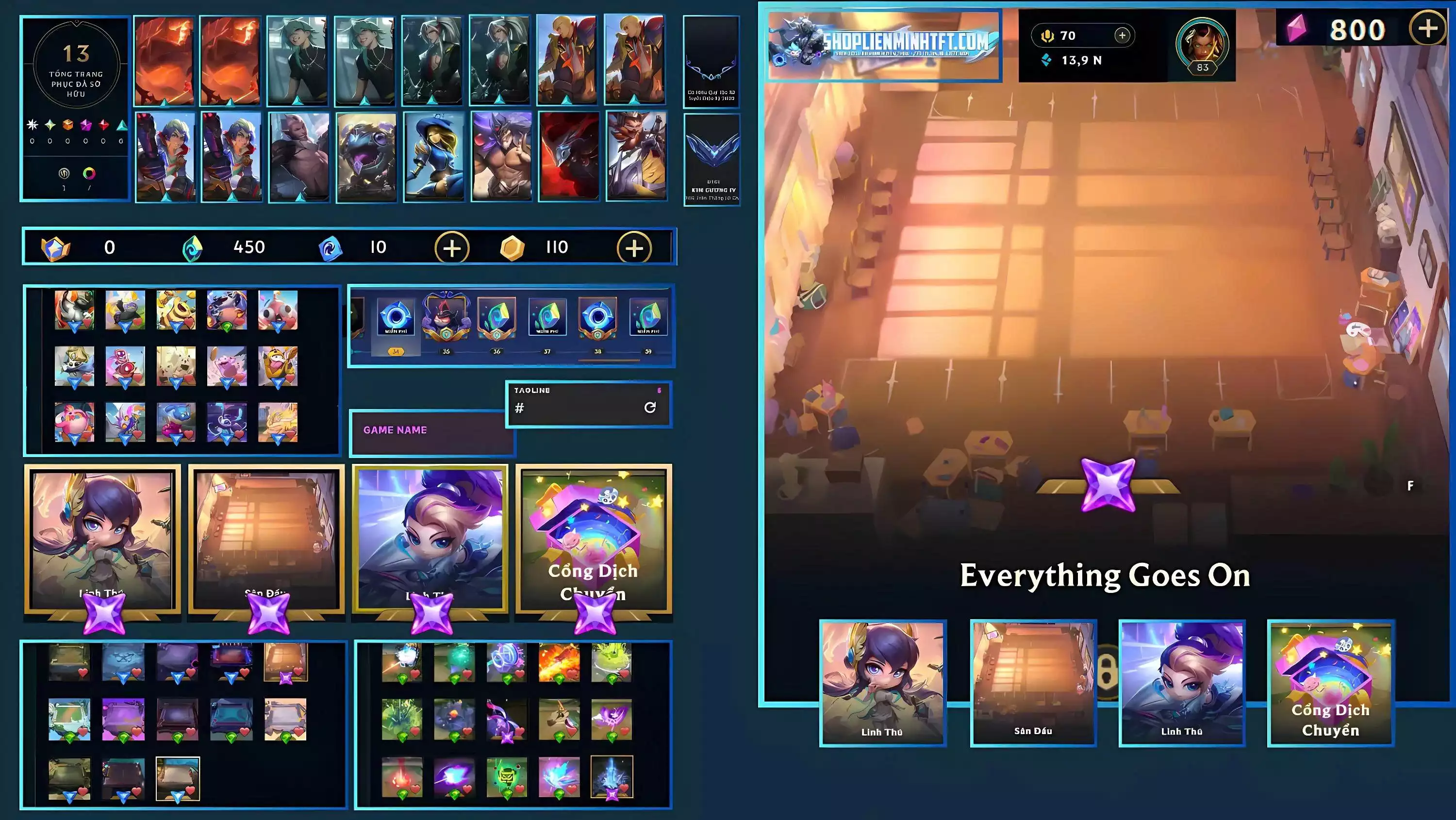 Combo Sàn Vệ Binh Tinh Tú 2 Tí Nị  Tím - Dư 0 Huy Chương - 5 Tím - 2 Pet Tím - 1 Sàn Tím - 2  Chưởng Tím - Dư 450 Pha Lê - 0 Tí Nị Thường - 6 Sàn Blue - Chưởng Lực Như Ảnh - Còn Đổi Tên -