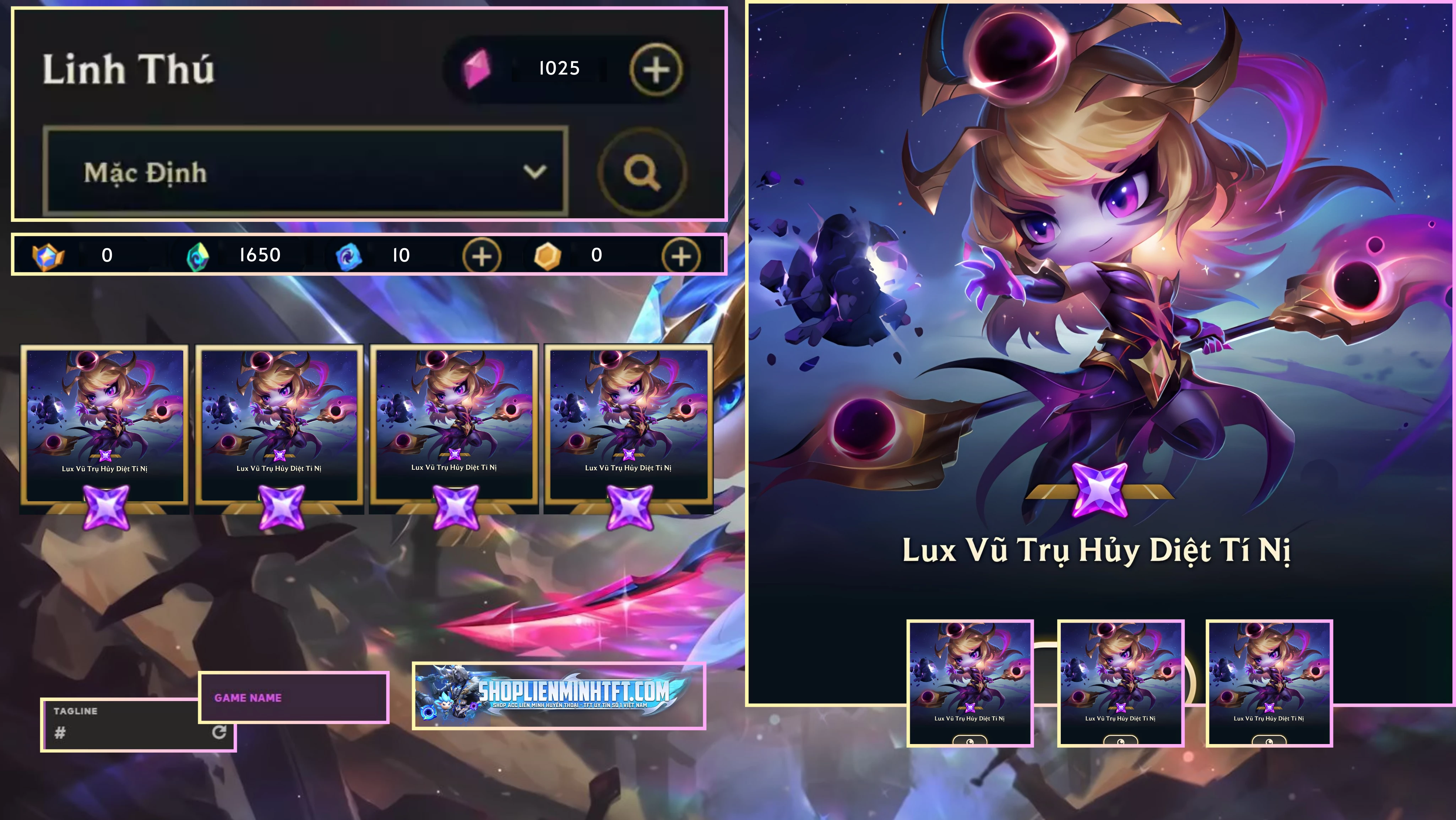 LUX VŨ TRỤ HỦY DUYỆT TÍ NỊ CLONE